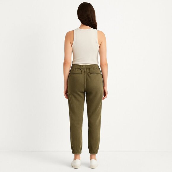 🌿 J.Crew Point Sur Linen-Lyocell Jogger Pants (6) Olive Green, Elastic Waist - Picture 5 of 14